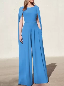 With Cocktail Dress Beautiful Jumpsuit Floor-Length V-Neck Polyester