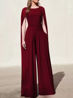 With Cocktail Dress Beautiful Jumpsuit Floor-Length V-Neck Polyester