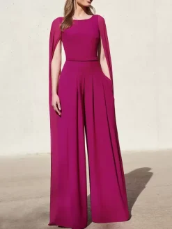 With Cocktail Dress Beautiful Jumpsuit Floor-Length V-Neck Polyester