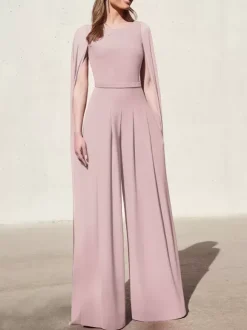 With Cocktail Dress Beautiful Jumpsuit Floor-Length V-Neck Polyester