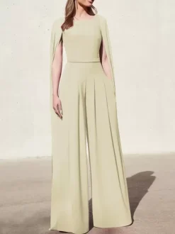 With Cocktail Dress Beautiful Jumpsuit Floor-Length V-Neck Polyester