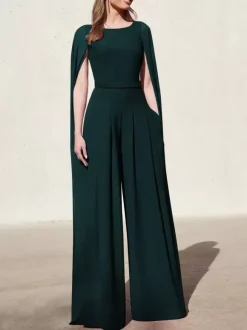 With Cocktail Dress Beautiful Jumpsuit Floor-Length V-Neck Polyester