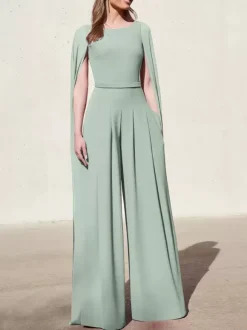 With Cocktail Dress Beautiful Jumpsuit Floor-Length V-Neck Polyester