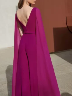 With Cocktail Dress Beautiful Jumpsuit Floor-Length V-Neck Polyester