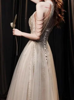 With Cocktail Dress Beautiful Floor-Length Princess Silhouette Halter Flowers