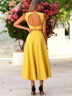 With Cocktail Dress Elegant Tea-Length Two-piece Jewel Neck Pleated