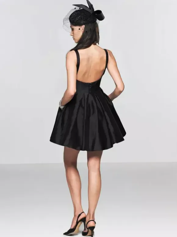 With Cocktail Dress Glamour Short A-Line Jewel Neck Satin Fabric