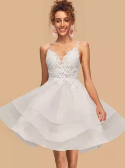 With Homecoming Dress Knee-Length A-Line V-Neck