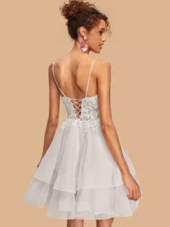 With Homecoming Dress Knee-Length A-Line V-Neck