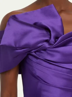With Cocktail Dress Elegant Ankle-Length Sheath Off-The-Shoulder Pleated Satin Fabric