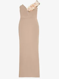 With Cocktail Dress Modern Ball Gown Floor-Length V-Neck Flowers Polyester