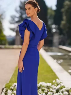 With Cocktail Dress Pretty A-Line Floor-Length V-Neck Ruffles