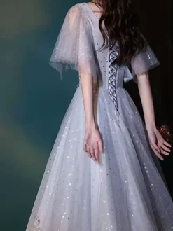 With Cocktail Dress Pretty Tea-Length A-Line V-Neck Lace