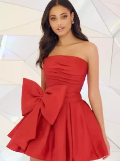 With Homecoming Dress Short A-Line Strapless Pleated Taffeta