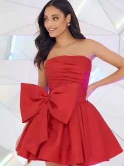 With Homecoming Dress Short A-Line Strapless Pleated Taffeta