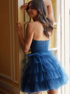 With Homecoming Dress Short Short Designed Neckline Cut Out Tulle