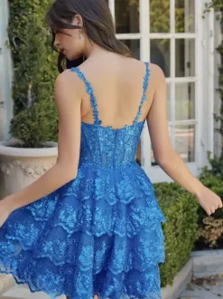 With Homecoming Dress Short Short Designed Neckline Sequins