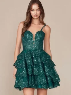 With Homecoming Dress Short Short Designed Neckline Sequins