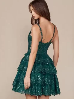 With Homecoming Dress Short Short Designed Neckline Sequins