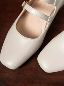 Woman Mid Low Heels Square Toe Puppy Heel Black Stylish Pumps Heels Shoes Vintage Shoes