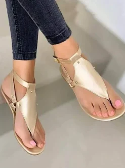 Womans Coffee Brown Flat Sandals Thong Sandals