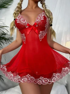 Women Babydoll Red Sexy Hot Lingerie