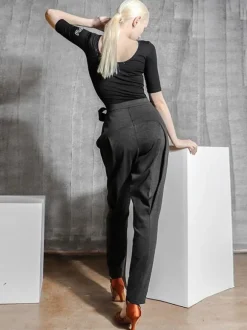 Women Ballroom Dance Costumes Deep Gray Polyester Pants Dance Wear