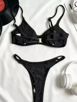 Women Bikini Swimsuit Black Summer Sexy Swimwear Bra T-back Sets