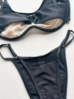 Women Bikini Swimsuit Black Lace Up Backless Summer Sexy Swimming Suits