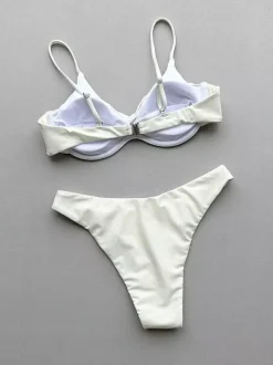 Women Bikini Swimsuit Black Metal Details Summer Beach Bathing Suits