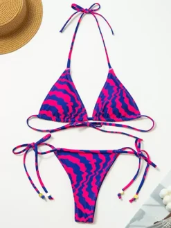 Women Bikini Swimsuit Royal Purple Low Rise Waist Summer Beach Swimming Suits