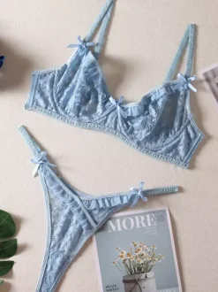 Women Bra Baby Blue Lace 2-Piece Lingerie Bras 2026