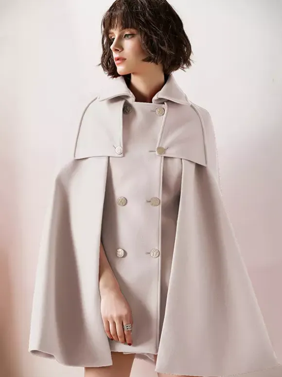 Women Burgundy Wool Blend Poncho Oversized Cape Coat Winter Outerwear 2026