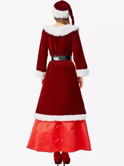 Women Christmas Dress Furry Gilding Tunic Red Christmas Holidays Costumes