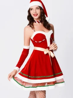 Women Christmas Holiday Red Christmas Party Cosplay Dress