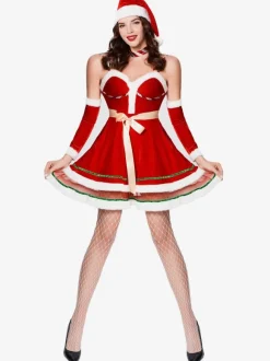 Women Christmas Holiday Red Christmas Party Cosplay Dress