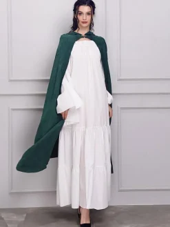 Women Christmas Ponchos Dark Green Cloak Polyester Christmas Holidays Costumes