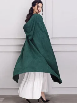 Women Christmas Ponchos Dark Green Cloak Polyester Christmas Holidays Costumes