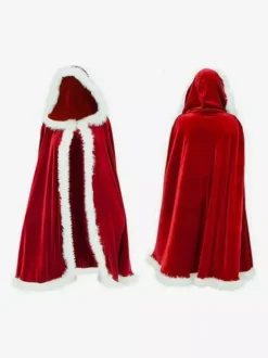 Women Christmas Red Cloak Polyester Christmas Vintage Holidays Costumes