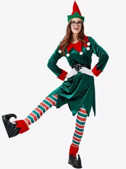 Women Christmas Set Christmas Elf Green Holidays Costumes