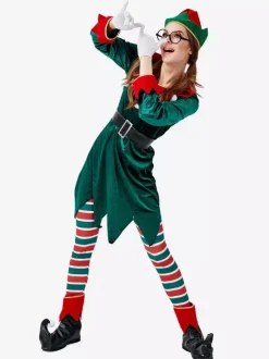 Women Christmas Set Christmas Elf Green Holidays Costumes