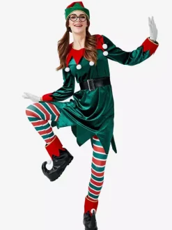 Women Christmas Set Christmas Elf Green Holidays Costumes