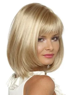 Women Hair Wigs 2026 Blonde Layered Blunt Fringe Straight Shoulder Length Wig Synthetic Wigs