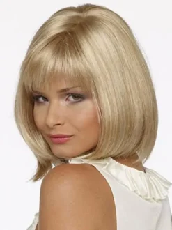 Women Hair Wigs 2026 Blonde Layered Blunt Fringe Straight Shoulder Length Wig Synthetic Wigs