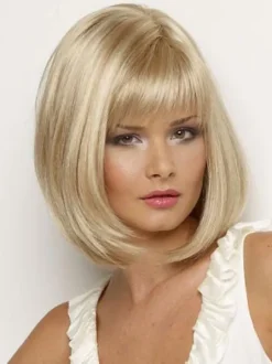Women Hair Wigs 2026 Blonde Layered Blunt Fringe Straight Shoulder Length Wig Synthetic Wigs