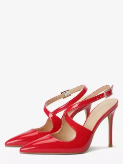 Women High Heels Pointed Toe Criss Corss Slingback Pumps