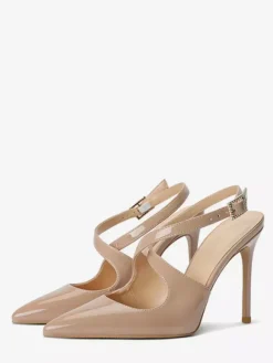 Women High Heels Pointed Toe Criss Corss Slingback Pumps