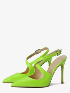 Women High Heels Pointed Toe Criss Corss Slingback Pumps