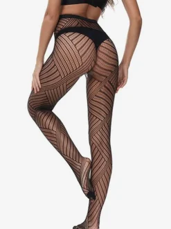 Women Hosiery Black Geometric Lingerie