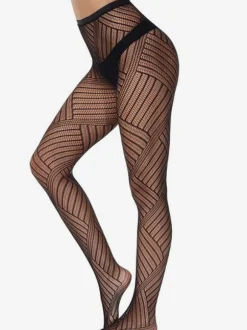 Women Hosiery Black Geometric Lingerie